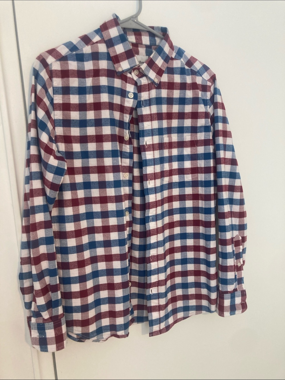 Goodfellow & Co Red and Blue Plaid Button-Down Shirt